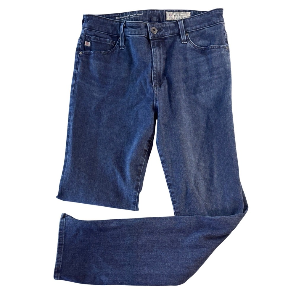 AG Adriano Goldschmied Anthropologie Stevie Ankle High Rise Slim Straight Jeans